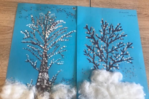 Terapia zajęciowa- zimowe drzewa 